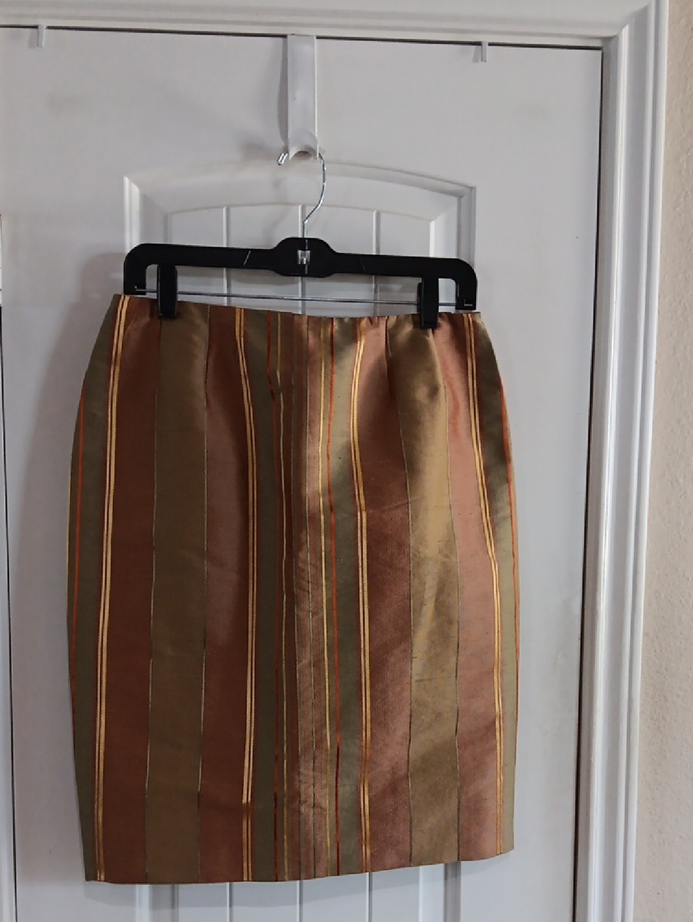 Vintage Bill Blass Silk Taffeta Striped Pencil Skirt 90s Y2K Union Made Size 6